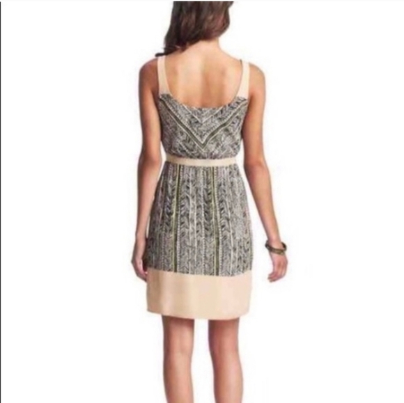 Loft Rayon Black Beige Tribal Pattern Sleeveless Mini Dress Size 00P - Picture 2 of 8